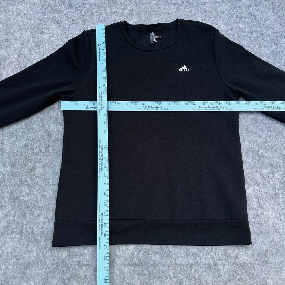 Adidas Golf Mens Crewneck Sweatshirt Black Fleece Lined Logo Pullover Size L